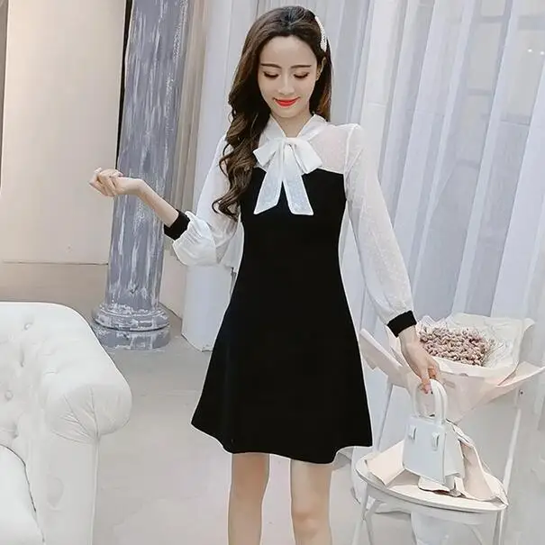 2019 Spring New Elegant Bow Women bodycon Office Lady Work Dress Short Slim Prom Formal Party Dresses Autumn DC863 | Женская одежда