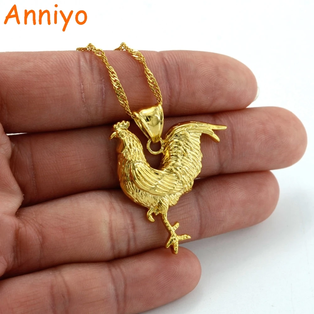 Ожерелье с курицей Anniyo золотого цвета для женщин и девушек модная подвеска