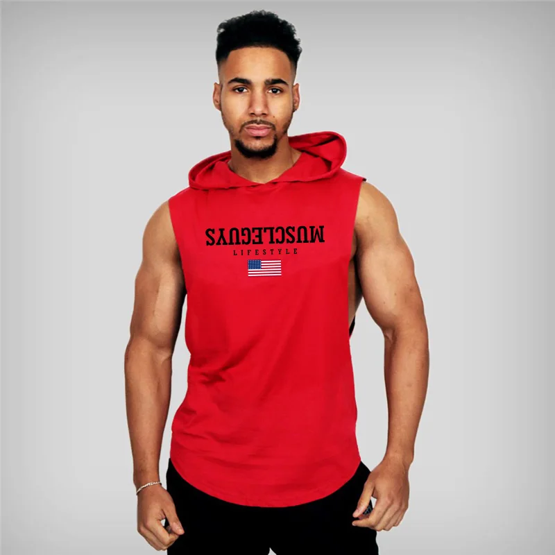 Muscleguys стиль жизни Спортивная майка для фитнеса майка с капюшоном мышцы рубашка для бодибилдинга тренажерные залы Tanktop мужские рубашки без рукавов
