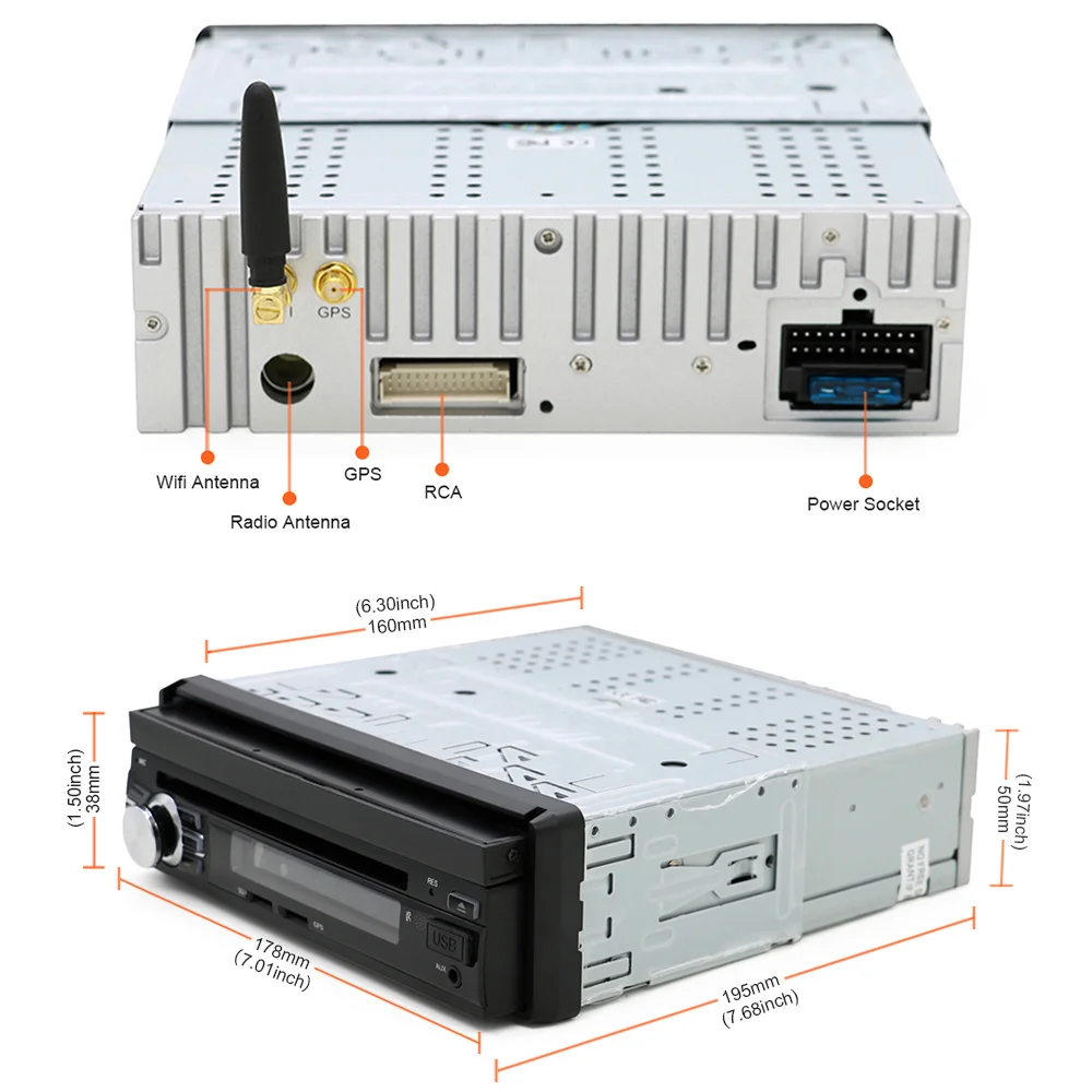 Eunavi 2G ram одиночный 1 Din " Android 8,1 автомобильный dvd-плеер gps Радио стерео Универсальный 1024*600 Hd головное устройство с Wifi сенсорным экраном