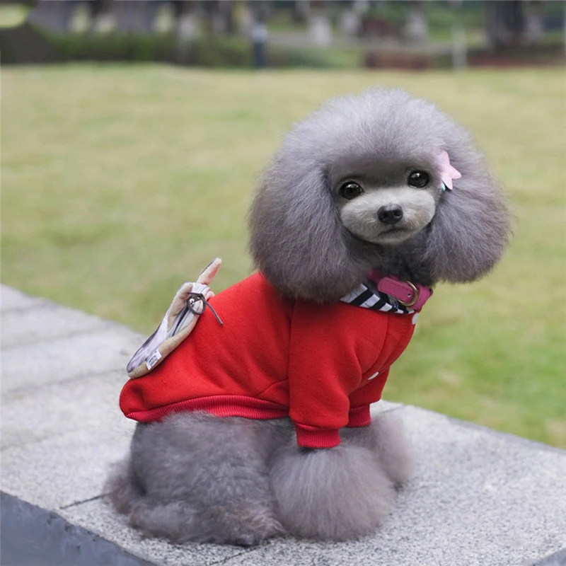 Милые толстовки для собак 2018 с сумкой щенков кошек одежда красного/черного цвета