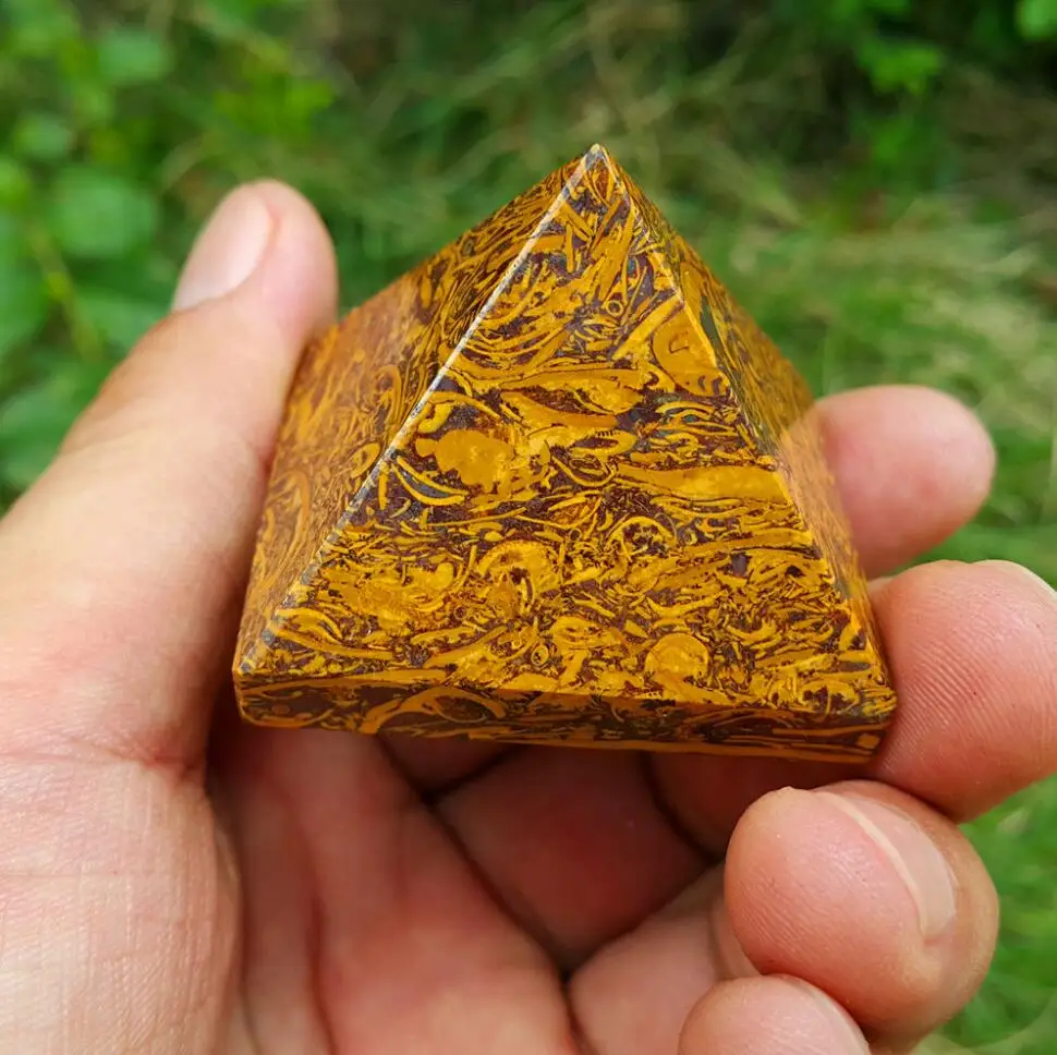 

beautiful Natural Golden jade crystal Crystal PYRAMID