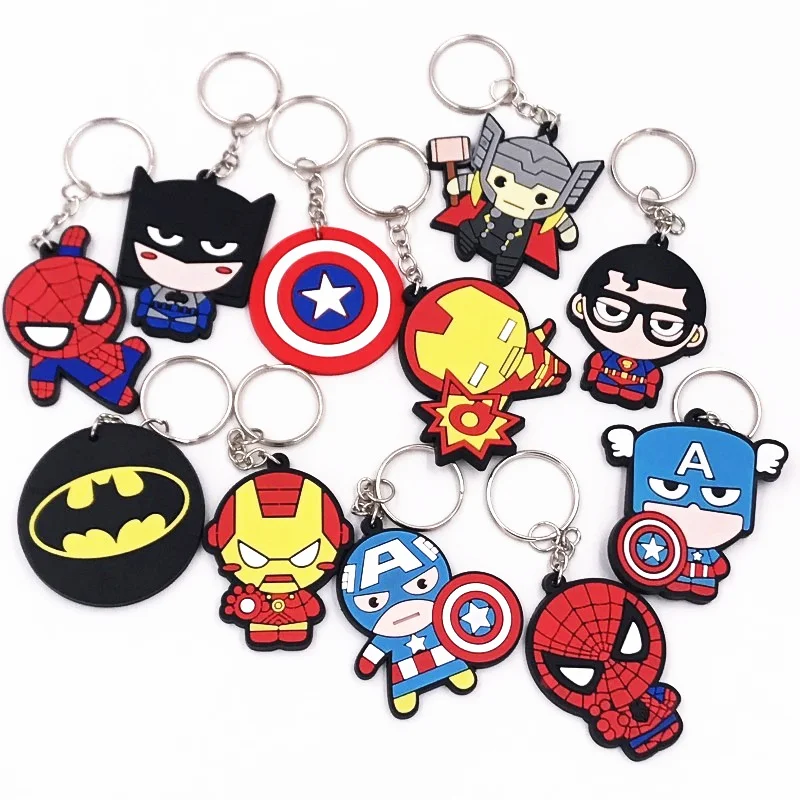 1 шт. мультфильм Бэтмен Аниме Marvel Мстители супер герой ПВХ кольцо для ключей