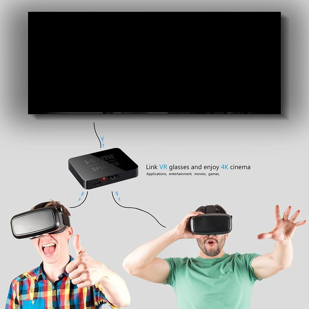 1 вход 2 выхода Ultra HD 4K 3D HDMI сплиттер HDCP 1080P HDTV HDMI усилитель переключателя 1x2 UHD двойной дисплей 4K* 2K видео адаптер
