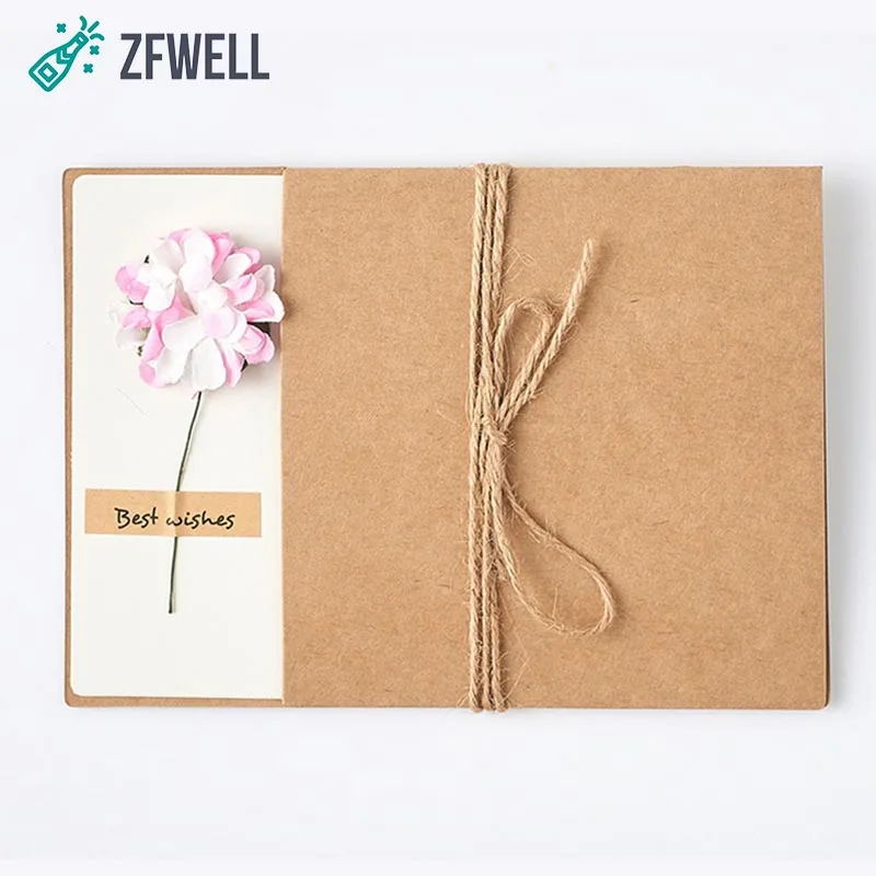 Zfwell 1 шт. оберточная бумага в винтажном стиле засушенные цветы поздравительная открытка «сделай сам» на день рождения, на свадьбу, на праздник, подарок поздравительная и пригласительная открытка supplies8