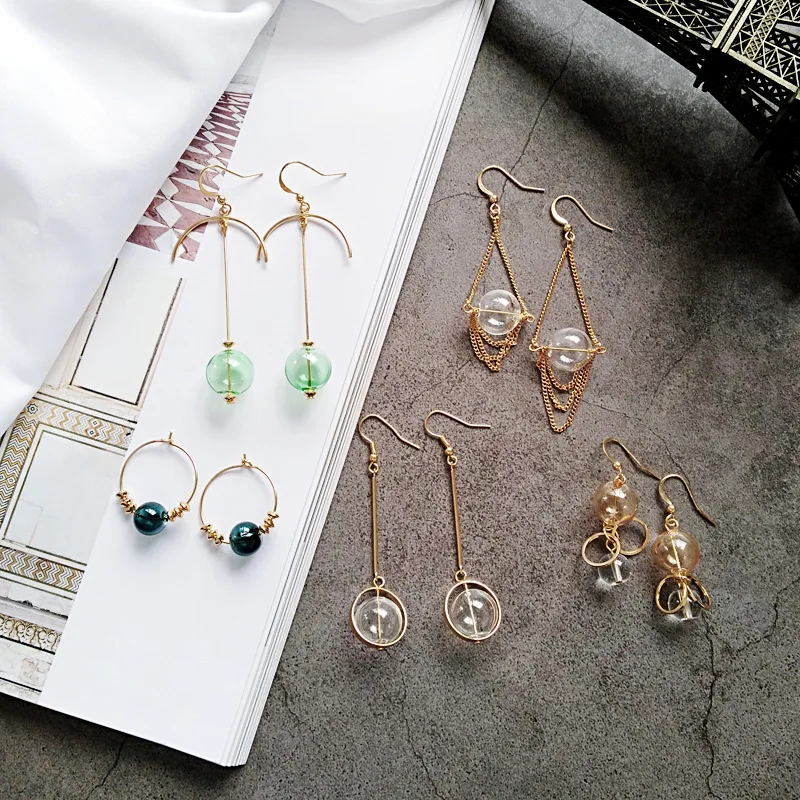 South Korea contracted creative fashion earrings wholesale geometric circular triangle gas bubbles ear ring | Украшения и