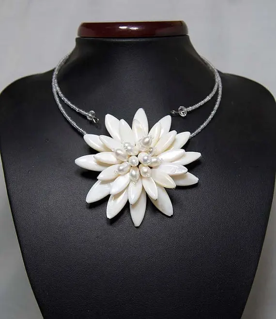 Оболочка жемчужные бусины в форме цветка чокер ожерелье с шваброй|necklace with|chocker