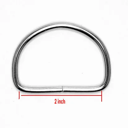 

2 inch UnWelded D-Ring in Nickel Finish 50mm inner width D Ring Zinc Alloy Bag Accessories 50Pcs/lot