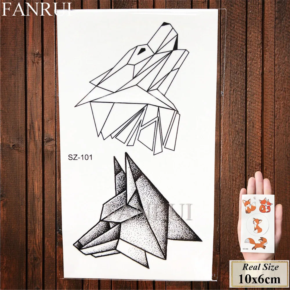 ASZ101 FANRUI, черная точка, линия, эскиз, татуировки, временные, для женщин, тело, рука, геометрические, поддельные, купить, татуировки, наклейки для мужчин, волк, лиса, водостойкие татуировки - Цвет: ASZ101