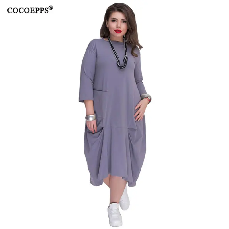 2019 осень зима Макси платье 5xl 6xl большой размер женское размера плюс длинное