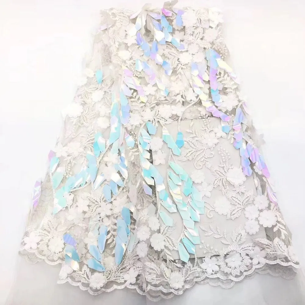 Высококачественная африканская кружевная ткань с изумрудно-зелеными пайетками