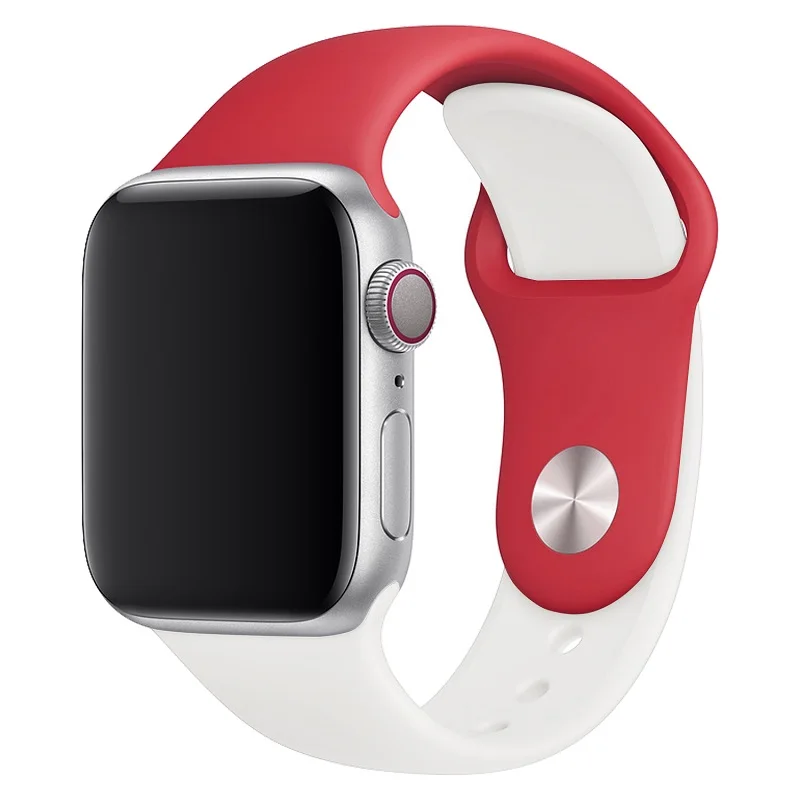 red yellow Для наручных часов iWatch, ремешок Красочный мягкий силиконовый ремешок для наручных часов Apple Watch Series 4/3/2/1 двухцветный браслет для часов 38 40 мм 42 44 мм - Цвет ремешка: red yellow