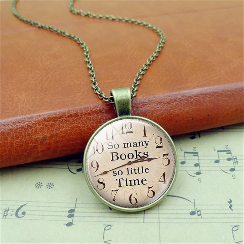Так много книг так мало времени Винтаж имитация часов Время камень Цепочки и