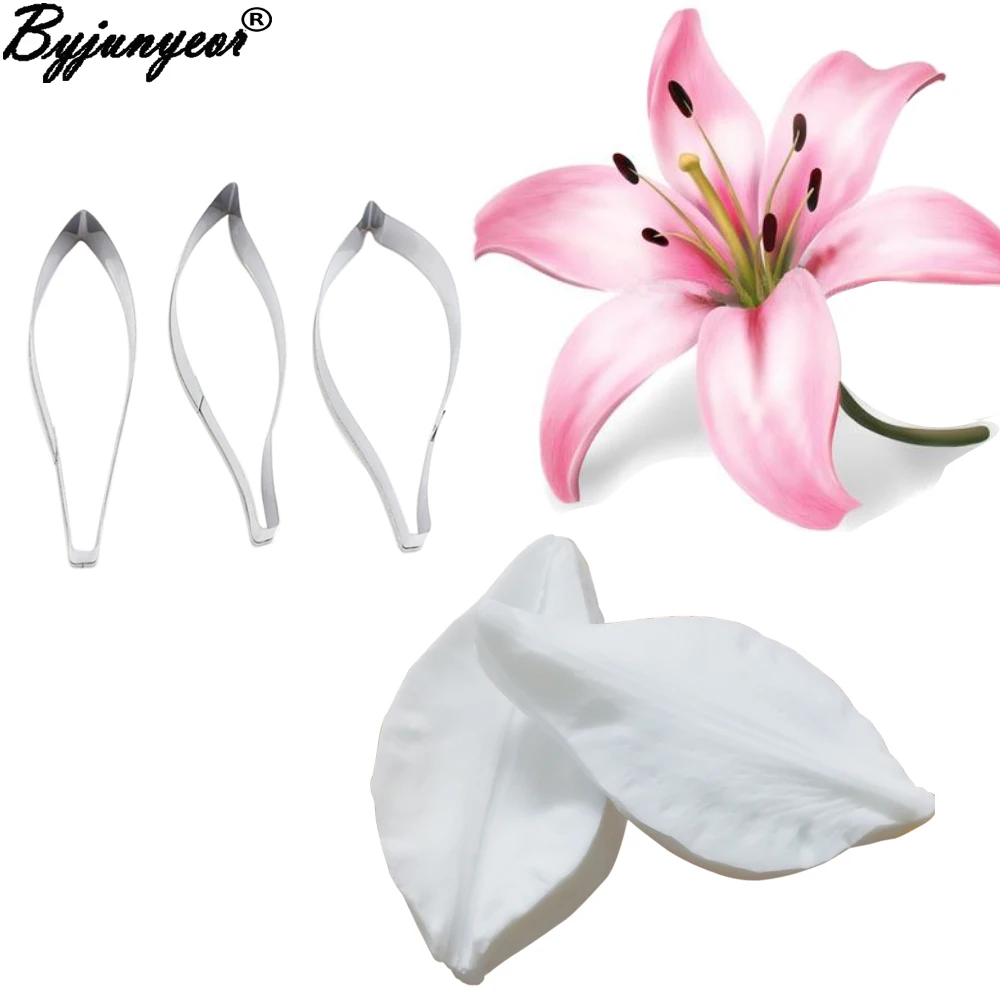 Lily Petals Veiner форма шоколада помадки формы кубики льда для украшения торта DIY CS372