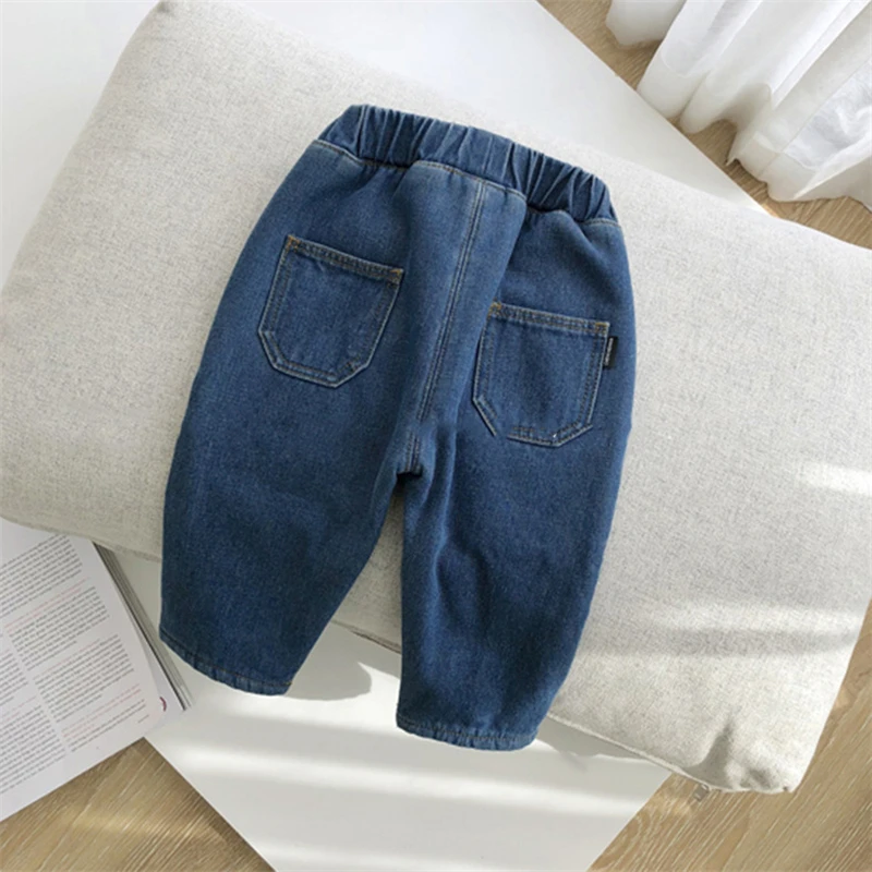 Детские джинсы новинка 2019 детская зимняя одежда модные новые джинсовые брюки для