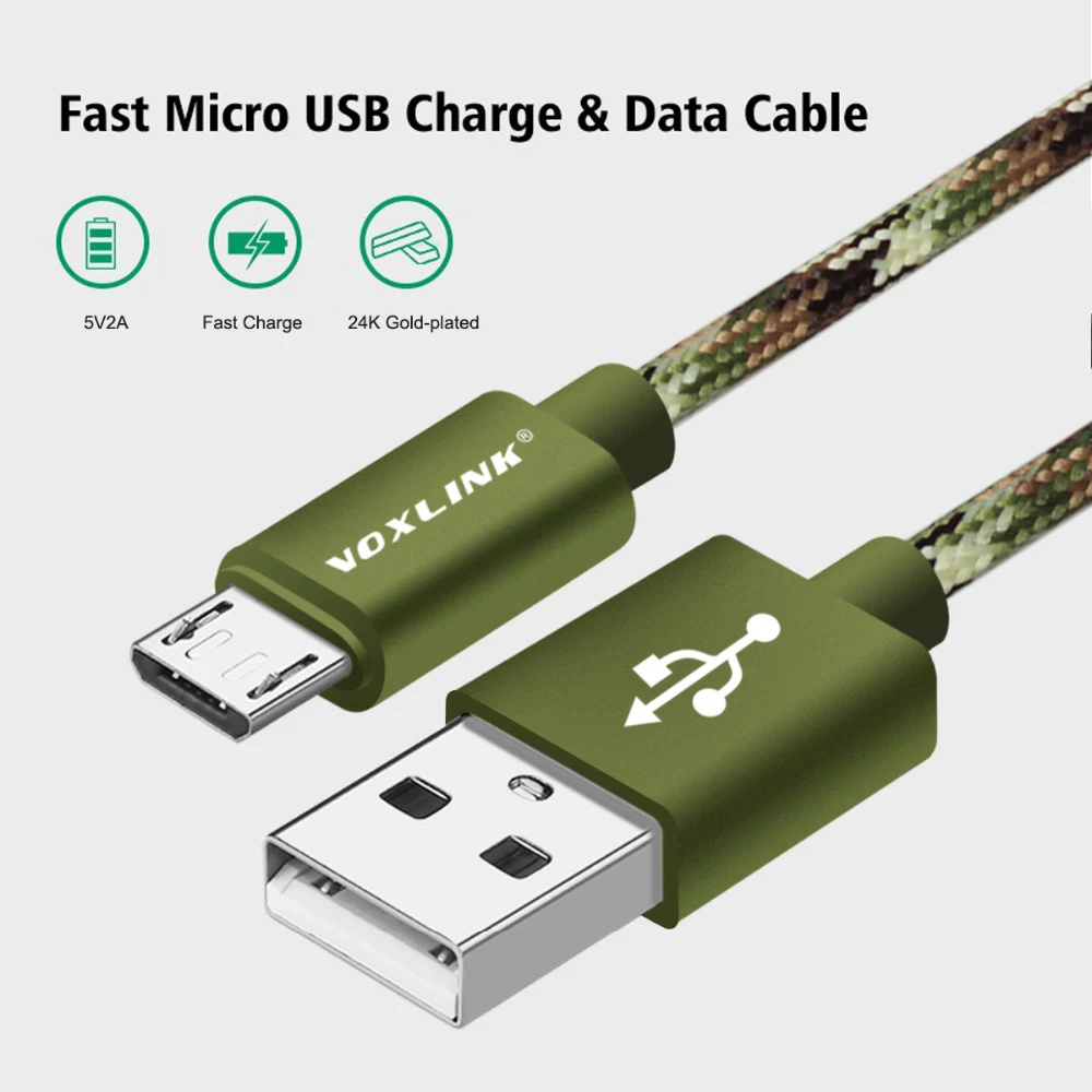 VOXLINK Micro USB кабель 2A Быстрая зарядка микро кабель для передачи данных для samsung/xiaomi/lenovo/huawei/htc/Meizu Android кабели для мобильных телефонов