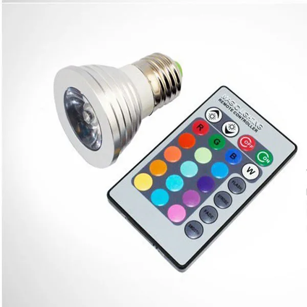 Светодиодная RGB лампа 3 Вт E27 gu10 16 цветов меняющая цвет точесветильник светильник