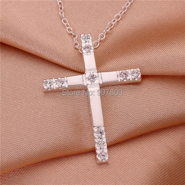 N539 высокое качество подвеска в форме серебряного крестика с Цирконом Модные