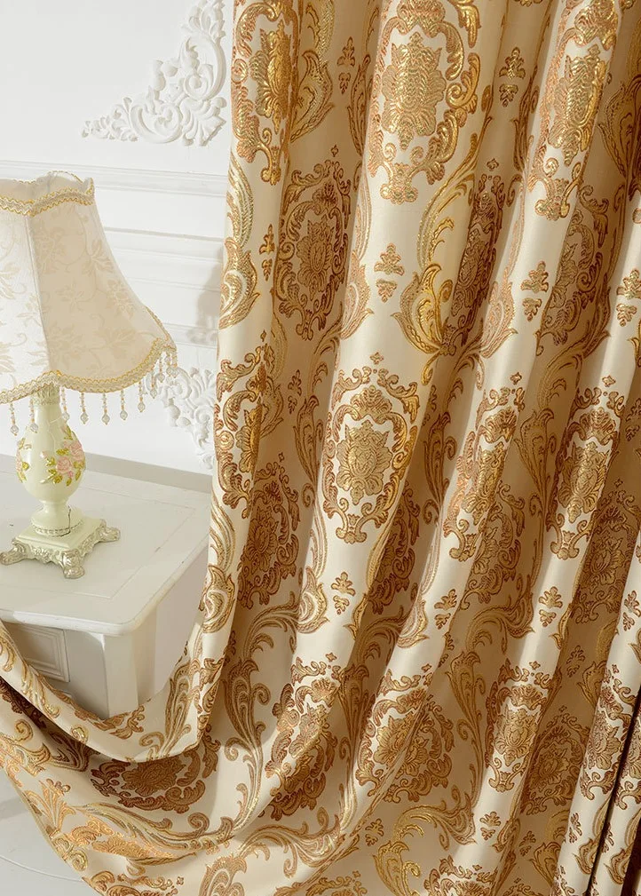 

Upmarket European Golden Royal Luxury Curtains for Bedroom Living Room jacquard Window Curtains