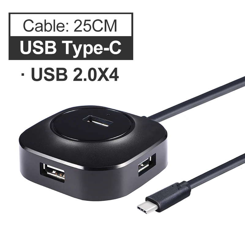 Type-C 2.0 25cm USB C концентратор USB 3,0 концентратор разветвитель несколько USB хаб Тип C концентратор 2,0 мульти хаб расширитель 4 порта концентратор для портативных ПК - Цвет: Type-C 2.0 25cm