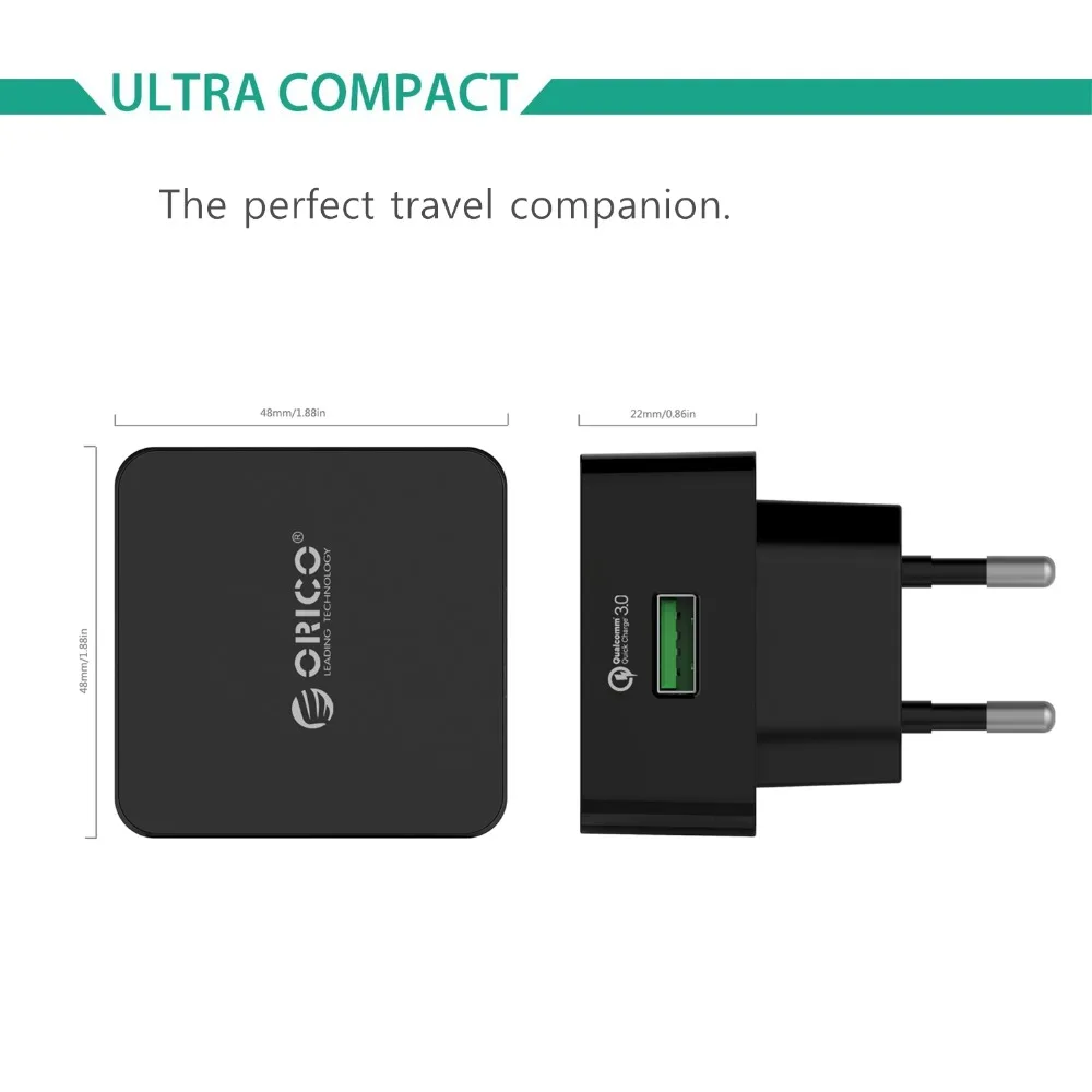 Сетевое зарядное устройство ORICO QC3.0 1 порт USB быстрое с кабелем Micro м для Samsung Xiaomi