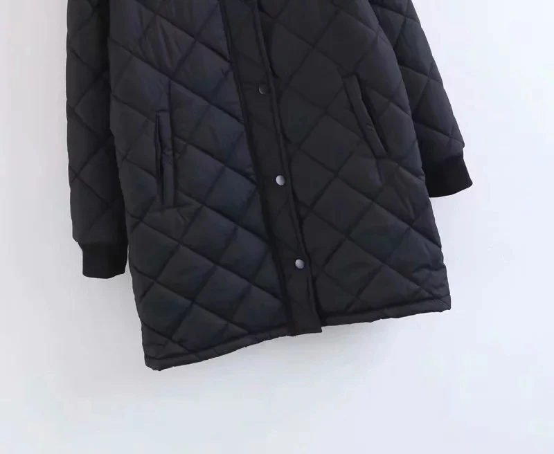 Модная Argyle зимняя женская куртка, женское свободное теплое длинное пальто, повседневная черная куртка-бомбер, Женское пальто с карманами размера плюс, верхняя одежда