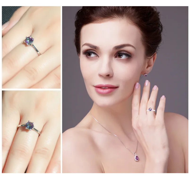 Естественная Мистик огонь Радуга Топаз Кольцо Обручение обручальное кольцо