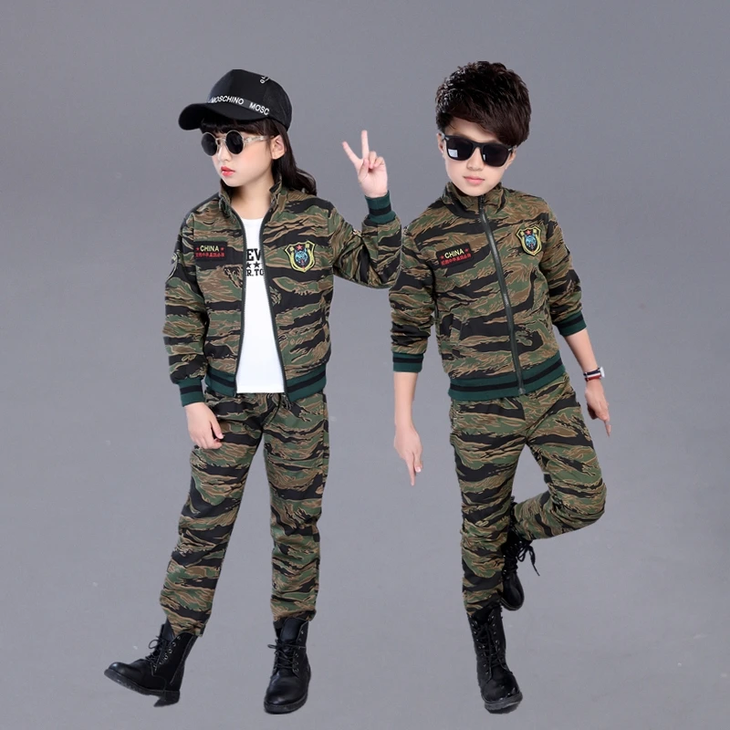 Children's Camouflage Clothing Set Fall Boys Military Uniform Kids Handsome Sport Suit Clothes Girls Jacket + Pants 2 Pcs X159 | Детская