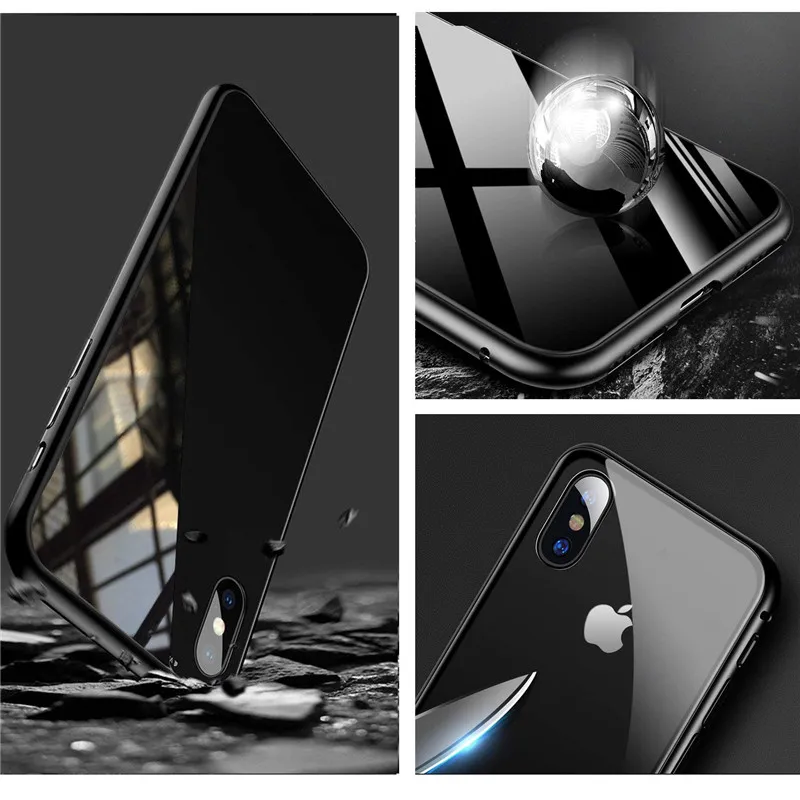 ProElite 360 магнитный адсорбционный металлический жесткий чехол для iPhone XS Max XR X 8 7 Plus Прозрачный бампер из закаленного стекла+ 2 шт полное покрытие