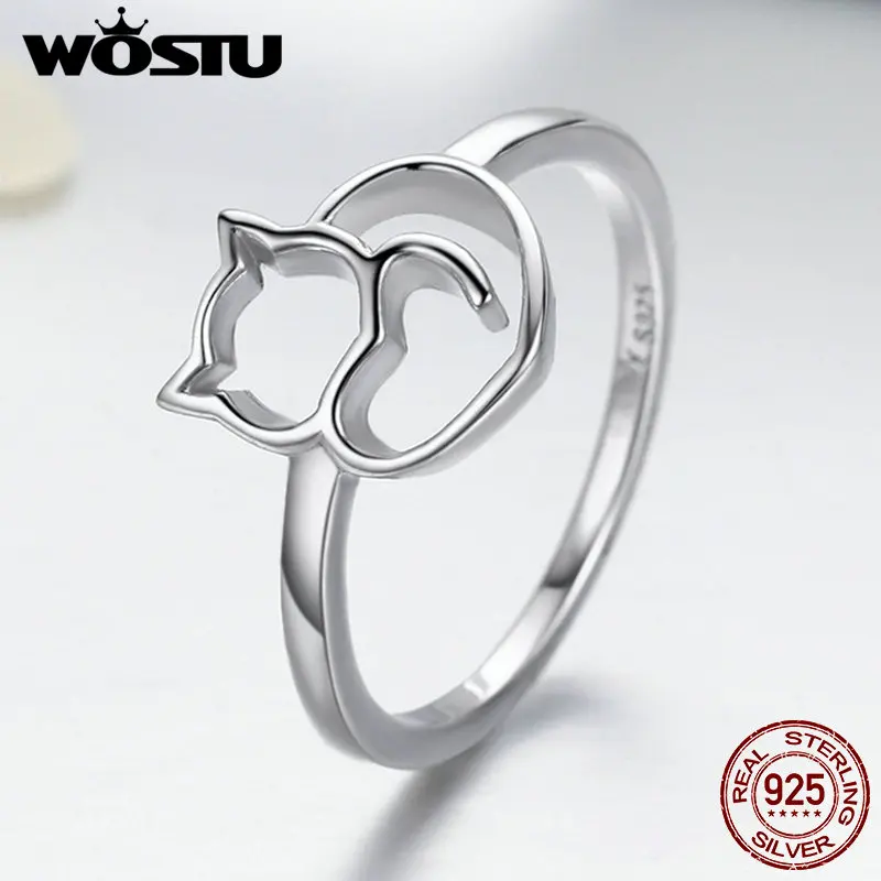 Женские кольца в виде кота из серебра 100% пробы DXR104|cat ring|cat rings for womenbrand women |