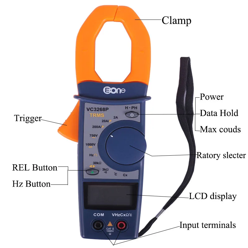 High Precision True RMS Digital Clamp Multimeter VC3268P Power Meter AC/DC Volant Current Temperature Capacitance | Инструменты