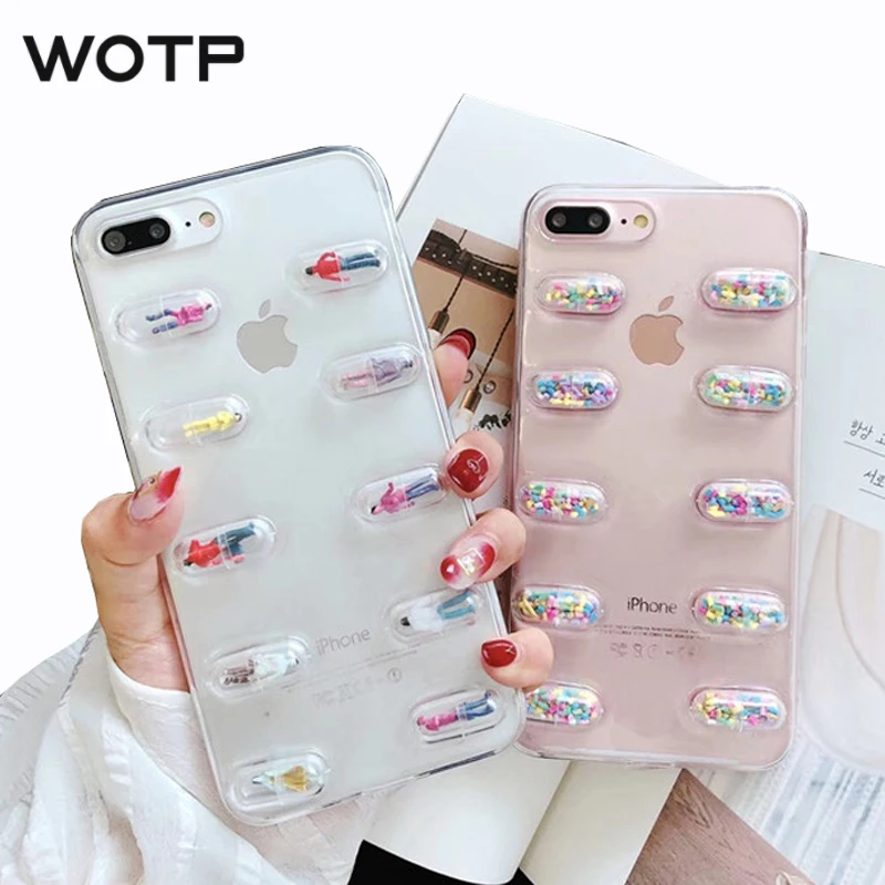 WOTP 3D мультяшная Капсульная кукла чехол для телефона iphone X модный прозрачный ТПУ