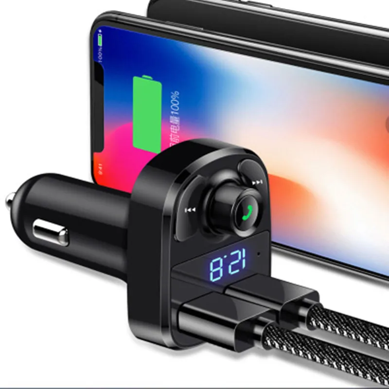 Беспроводной автомобильный Bluetooth FM передатчик Handsfree аудио приемник авто LED MP3