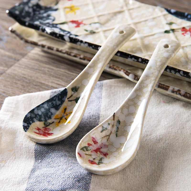 1 шт. детская керамическая ложка в японском стиле soup spoon ceramic spoonrice spoon | Отзывы и видеообзор
