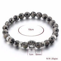 longway sbr190005 8mm beads elatic bangles grey stone natural dog paw beaded beads bracelets for women men