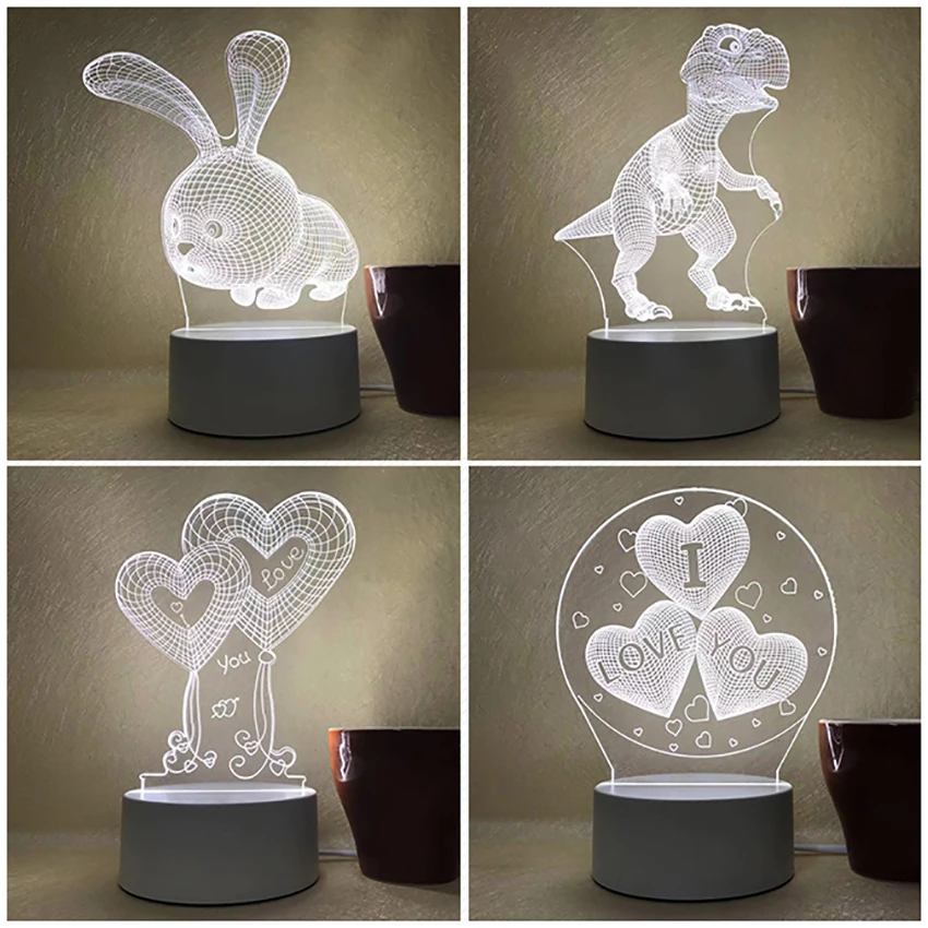 Фантазия 3D светодиодный ночной Светильник КИТ Единорог Гитары форма зарядки