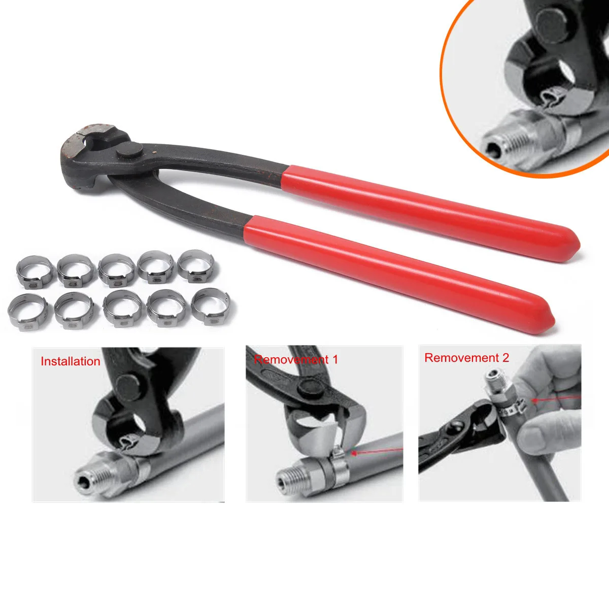 SHGO 10Pcs из нержавеющей стали с одним ухом бесконечный зажим для труб шланга +