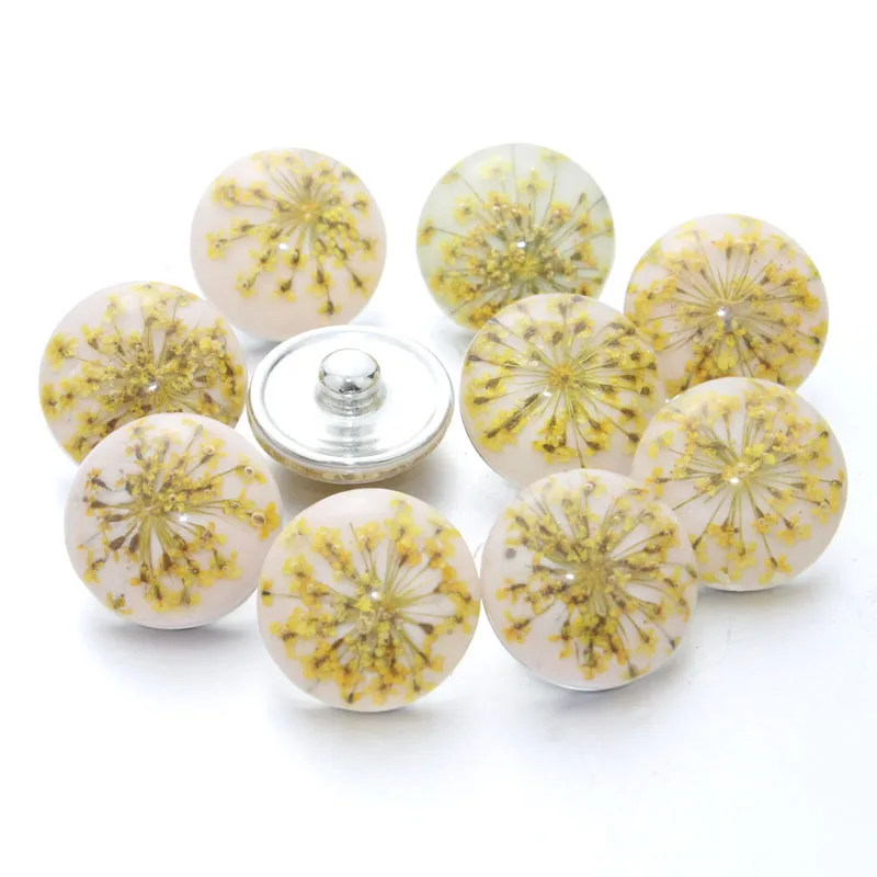 9 цветов 2016 Смола Цветок Металлическая 18 мм защелкивающаяся кнопка для женских
