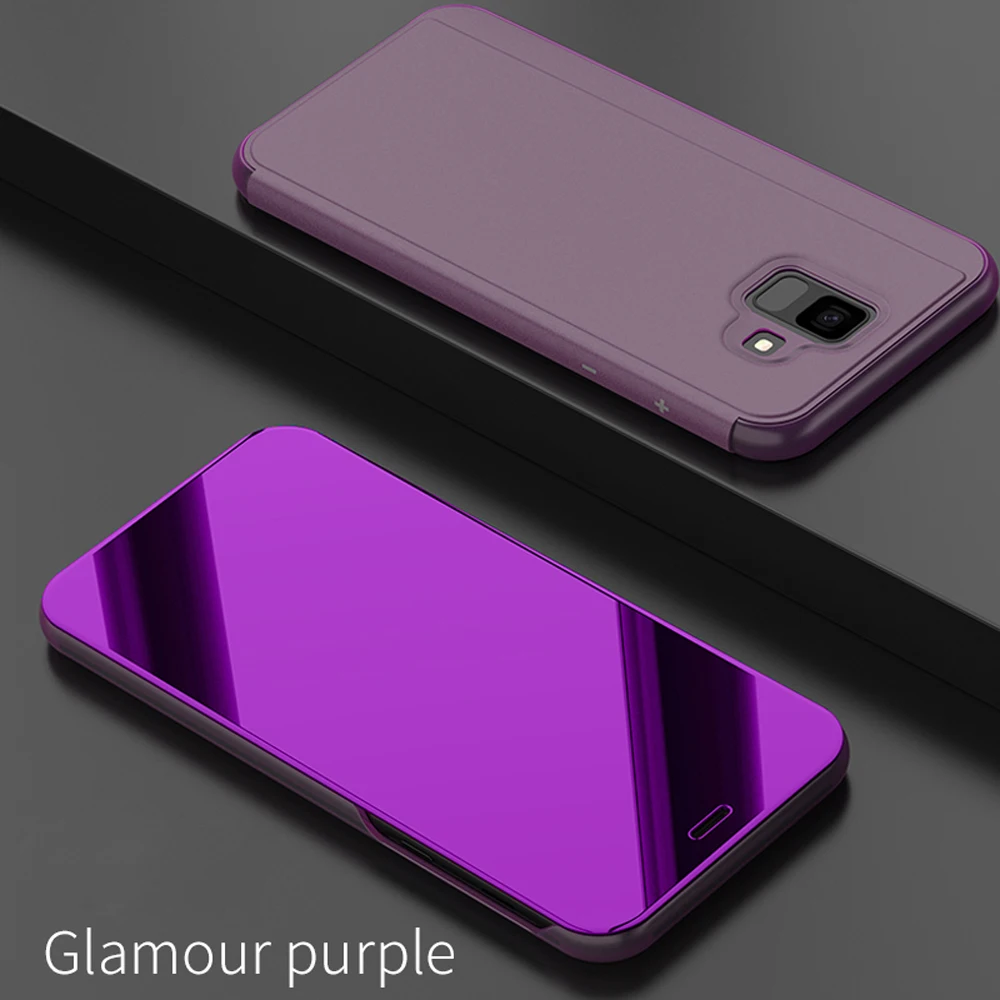 Умный зеркальный флип-чехол для Samsung Galaxy A6 plus A8 2018 кожаный прозрачный