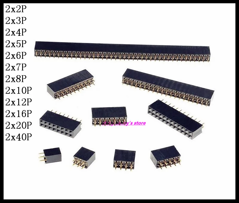 

5-40pcs/Lot Pin Connector 2x2P,3P,4P,5P,6P,7P,8P,10P,12P,16P,20P,40P Double Row Pin Female Header Socket Pitch 2.54mm Brand New