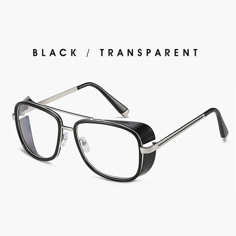 Transparent Железный человек 3 Tony Stark очки Робер Дауни ветрозащитные солнцезащитные очки ретро модные дизайнерские мужские солнцезащитные очки - Цвет линз: Transparent