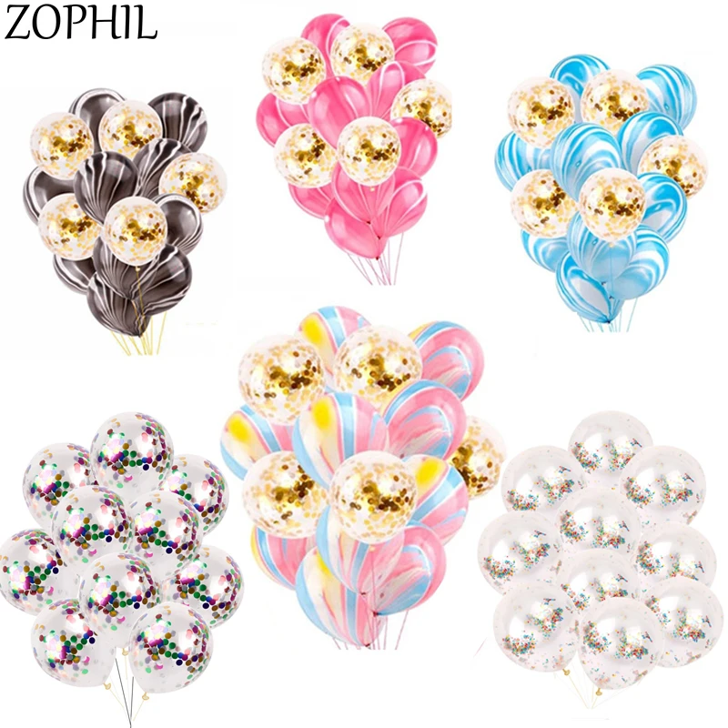 10 шт 12 дюймов Агат воздушный шар мраморной расцветки набор конфетти шары