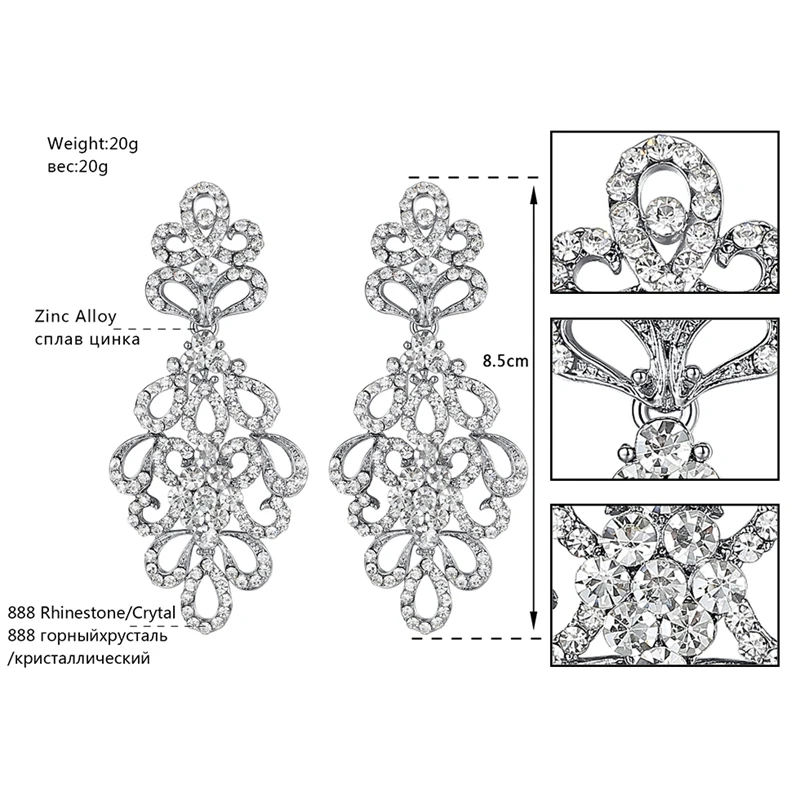 Роскошные свадебные ювелирные наборы Mecresh с кристаллами серебряного/золотого