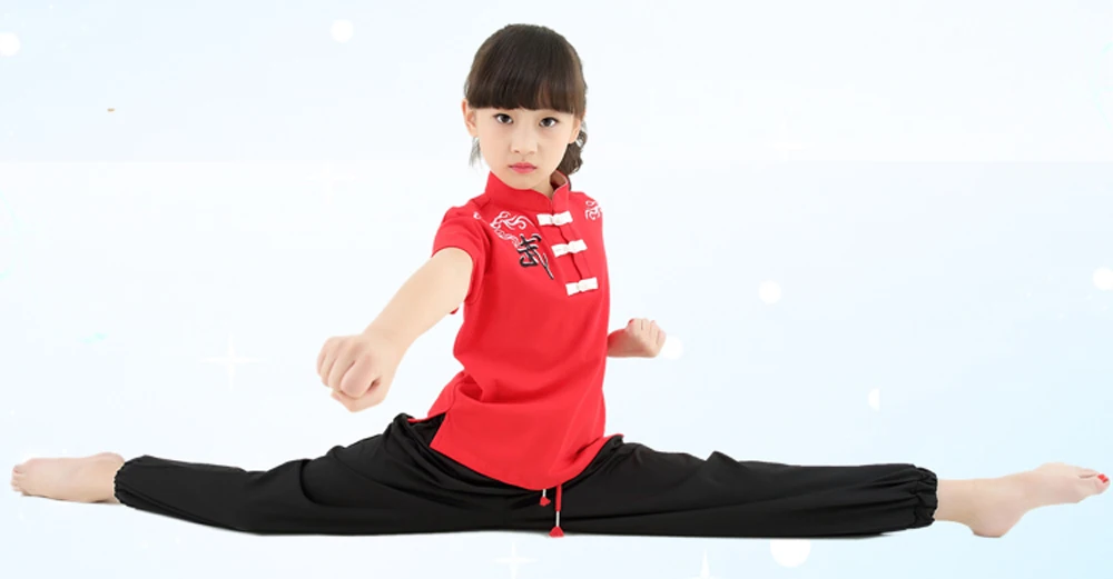Новая высококачественная детская форма ушу с коротким рукавом тренировочный