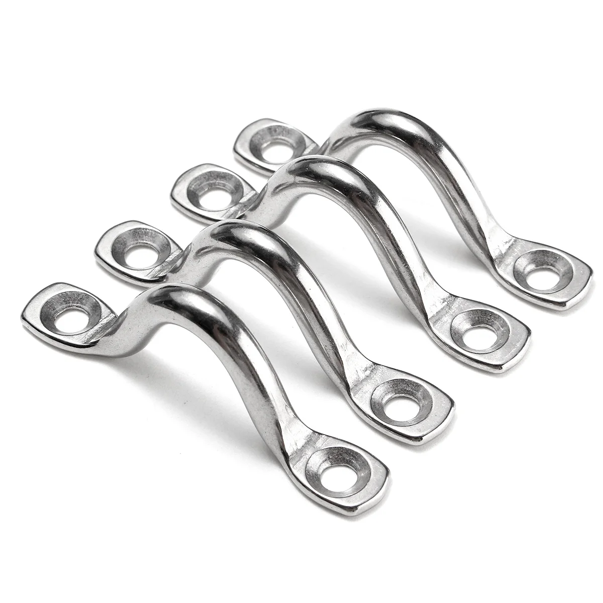 

4Pcs Stainless Steel 315 Wire Eye Straps Saddle Clip Boat Yacht Ship Marine Plate Staple Ring Hook Handle Doorknob