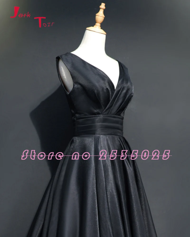 Jark Tozr Новое поступление Vestido Longo сексуальное черное атласное вечернее платье с