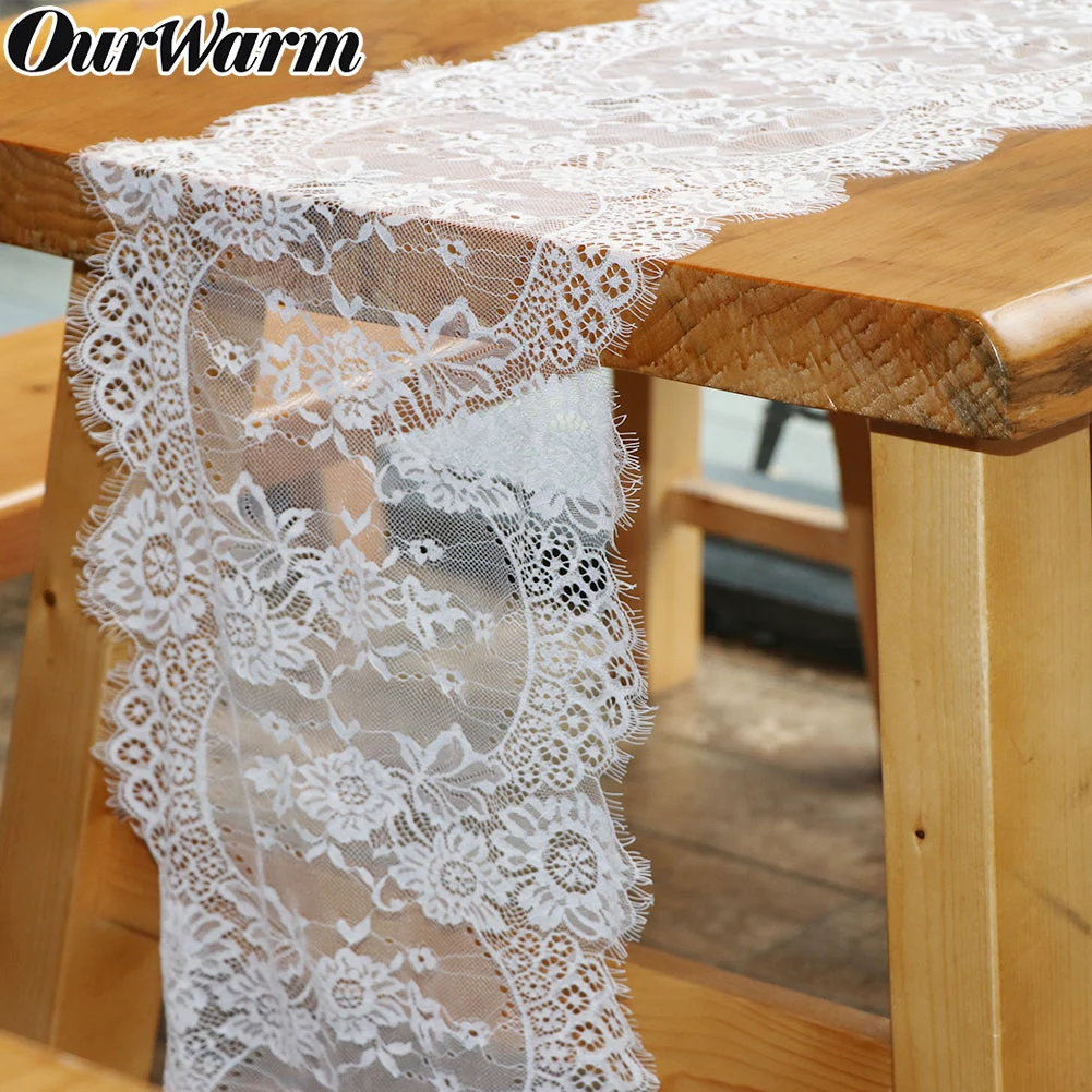 OurWarm 10 шт белые кружевные скатерти, тканевые стулья, кушаки для стола, банкета, ужина, комнаты, бохо, свадебные, Крестильные, вечерние, украшения 300 см