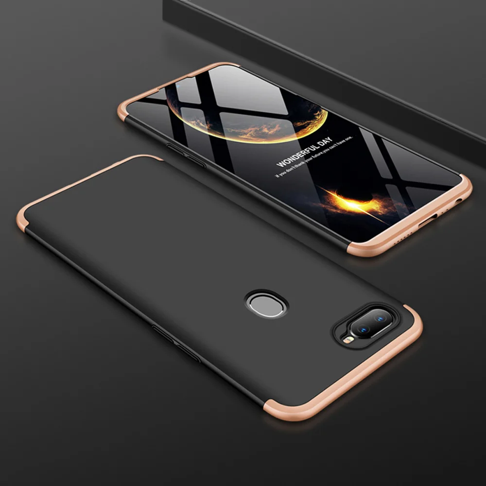 Для OPPO A7 AX7 полное покрытие защитный 3 в 1 армированный чехол с закаленным стеклом