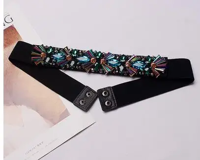 picture Женские Подиумные модные стразы из бисера эластичные пояса женское платье Корсеты Пояс Ремни украшения широкий пояс R1160 - Цвет: picture
