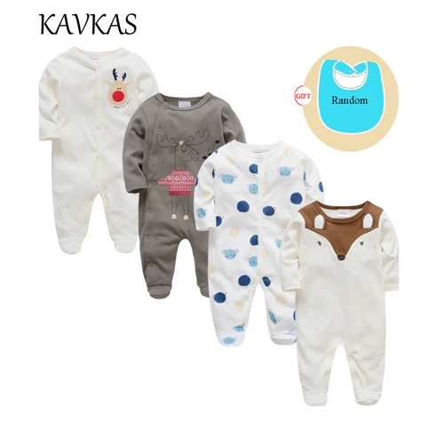 Kavkas/4 шт./партия одежда для малышей хлопковые детские комбинезоны на Рождество с длинными рукавами и круглым вырезом roupa de bebes, Одежда для новорожденных девочек и мальчиков - Цвет: 84863944